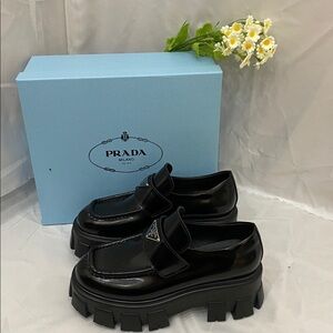 Prada Black Platform Loafers